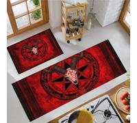 Tappetini da Cucina Occultismo Oscuro 2 Pezzi | Tappetino Cucina Teschio Pecora Formazione A Pentagramma Antiscivolo, Lavabile Tappeti Passatoia Anti Fatica per Corridoi, Cucine, 50x80cm+50x150cm