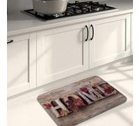Tappetini da cucina per la casa, per pavimenti, con lettere in legno rustico con foglie autunnali, morbidi, imbottiti, confortevoli, lavabili, antiscivolo, per lavelli da cucina, lavanderia, bagno