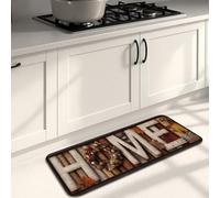 Tappetini da cucina per la casa, per pavimenti, con lettere in legno rustico e foglie autunnali, morbidi, imbottiti, confortevoli, lavabili, antiscivolo, per lavelli da cucina, lavanderia, bagno, 40 x