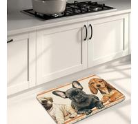 Tappetini da cucina per pavimenti, cuccioli carini e foglie autunnali, morbidi, imbottiti, confortevoli, lavabili, antiscivolo, per lavelli da cucina, lavanderia e bagno, 50 x 79 cm