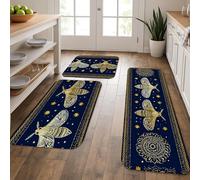 Tappetini da cucina per pavimenti, design elegante con mandala falena, morbidi, imbottiti, confortevoli, lavabili, antiscivolo, per lavelli da cucina, lavanderia e bagno, 3 pezzi