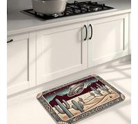 Tappetini da cucina per pavimenti, design retrò con cactus e astronave, morbidi tappetini estivi imbottiti confortevoli, lavabili, decorativi, per lavelli, lavanderia e bagno, 40,6 x 61 cm