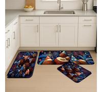 Tappetini da cucina per pavimenti, fuochi d'artificio vintage, in memory foam, imbottiti, confortevoli, lavabili, antiscivolo, per lavelli da cucina, lavanderia e bagno, 3 pezzi