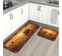 Tappetini da cucina per pavimenti, morbidi tappetini estivi con motivo floreale rustico, comodi e lavabili, per lavelli da cucina, lavanderia e bagno, 2 pezzi
