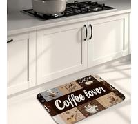 Tappetini da cucina per pavimenti, stile vintage, motivo arte del caffè, morbidi, comodi, lavabili, antiscivolo, decorativi, per lavelli da cucina, lavanderia, bagno, 50 x 79 cm