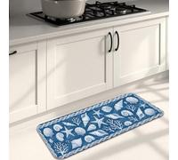 Tappetini da cucina per pavimento con conchiglie nautiche, design corallo oceano, morbidi tappetini estivi imbottiti confortevoli, lavabili, antiscivolo, per lavelli da cucina e bagno, 40 x 119 cm