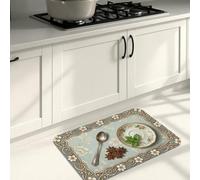 Tappetini da cucina per pavimento, con cucchiaio tradizionale rustico per spezie, nessuno blu, lavabile, confortevole, decorazione per lavello, lavanderia, bagno, ingresso, 40,6 x 119,6 cm