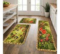 Tappetini da cucina per pavimento con frutti di bosco, anguria, vintage, floreali, imbottiti, comodi, lavabili, decorativi, per lavelli da cucina, lavanderia e bagno, 3 pezzi