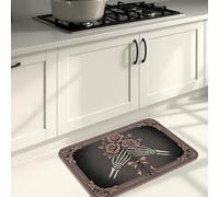 Tappetini da cucina per pavimento con scheletro di Halloween, morbidi tappetini floreali vintage, imbottiti, comodi, lavabili, per cucina, lavanderia, bagno, 50 x 78 cm