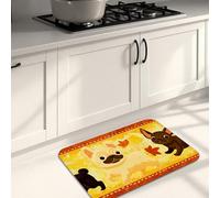 Tappetini da cucina per pavimento, con simpatici cuccioli e foglie autunnali, morbidi, imbottiti, confortevoli, lavabili, antiscivolo, per lavelli da cucina, lavanderia, bagno, 40,6 x 61 cm