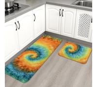 Tappetini da cucina per pavimento, design a spirale colorato, morbidi, imbottiti, confortevoli, lavabili, antiscivolo, per lavelli da cucina, lavanderia, bagno, 2 pezzi