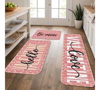 Tappetini da cucina per pavimento di San Valentino, con parole d'amore, romantici, imbottiti, lavabili, antiscivolo, per lavelli da cucina, lavanderia, bagno, 3 pezzi