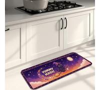 Tappetini da cucina per pavimento, fantasiosi e giocosi stelle luna, Halloween, viola, comodi, lavabili, spessi, per lavanderia, bagno, corridoio, 40 x 119 cm