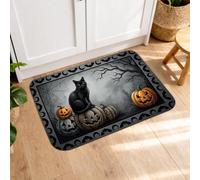 Tappetini da cucina per pavimento, fantasiosi zucche festive, lanterna, Halloween, neri, comodi, lavabo, lavanderia, bagno, vanità, 40,6 x 61 cm