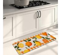 Tappetini da cucina per pavimento, in memory foam, motivo frutta vintage a scacchi, imbottiti, confortevoli, lavabili, antiscivolo, per lavelli da cucina, lavanderia, bagno, 40,6 x 119,6 cm