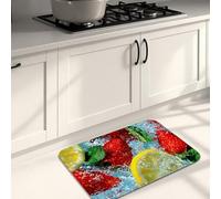 Tappetini da cucina per pavimento, morbidi tappetini da cucina con fragole e limonata, imbottiti, confortevoli, lavabili, antiscivolo, per lavelli da cucina, lavanderia e bagno, 50 x 79 cm