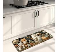Tappetini da cucina per pavimento, motivo animali del bosco vintage, morbidi, imbottiti, confortevoli, lavabili, antiscivolo, decorativi, per lavelli da cucina, lavanderia e bagno, 40 x 119 cm
