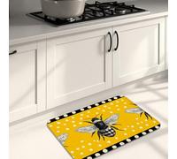 Tappetini da cucina per pavimento, motivo api gialle vintage, a pois, morbidi, imbottiti, confortevoli, lavabili, antiscivolo, decorativi, per lavelli da cucina, lavanderia e bagno, 40,6 x 61 cm