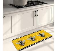 Tappetini da cucina per pavimento, motivo api gialle vintage, a pois, morbidi, imbottiti, confortevoli, lavabili, antiscivolo, decorativi, per lavelli da cucina, lavanderia e bagno, 40 x 119 cm