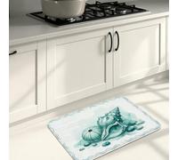 Tappetini da cucina per pavimento, motivo conchiglie costiere, morbidi tappetini estivi con design oceano, comodi e lavabili, per lavelli da cucina, lavanderia e bagno, 50 x 78 cm