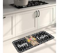 Tappetini da cucina per pavimento, motivo coniglietto pasquale, morbidi tappetini floreali a pois, con imbottitura a molla, comodi, lavabili, antiscivolo, per lavelli da cucina, lavanderia e bagno, 40