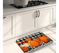 Tappetini da cucina per pavimento, motivo floreale autunnale a scacchi, morbidi, imbottiti, confortevoli, lavabili, antiscivolo, per lavelli da cucina, lavanderia, bagno, 50 x 79 cm