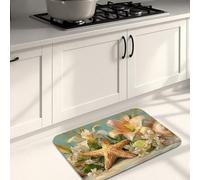 Tappetini da cucina per pavimento, motivo floreale con stelle marine, morbidi, imbottiti, confortevoli, lavabili, antiscivolo, per lavelli da cucina, lavanderia e bagno, 50 x 78 cm