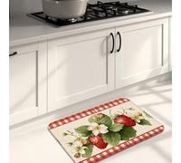Tappetini da cucina per pavimento, motivo floreale vintage a scacchi, morbidi, imbottiti, confortevoli, lavabili, antiscivolo, decorativi, per lavelli da cucina, lavanderia e bagno, 50 x 78 cm