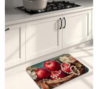 Tappetini da cucina per pavimento, motivo floreale vintage con mele rosse, imbottiti, comodi, lavabili, antiscivolo, decorativi, per lavelli da cucina, lavanderia e bagno, 40,6 x 61 cm