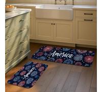 Tappetini da cucina per pavimento, motivo fuochi d'artificio e stelle, moderni tappetini in memory foam, imbottiti, confortevoli, lavabili, antiscivolo, per cucina, lavanderia, bagno, 2 pezzi