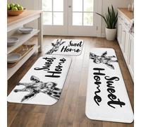 Tappetini da cucina per pavimento, motivo giraffa, morbidi tappetini monocromatici con stampa animalier, comodi, lavabili, antiscivolo, per cucina, lavanderia, bagno, 3 pezzi