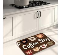 Tappetini da cucina per pavimento, motivo vintage a coppe, morbidi, imbottiti, confortevoli, lavabili, antiscivolo, decorativi, per lavelli da cucina, lavanderia e bagno, 40,6 x 61 cm