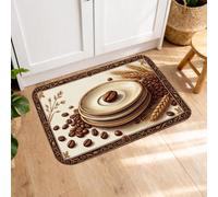 Tappetini da cucina per pavimento, stile rustico vintage, chicchi di caffè con grano, marrone autunnale, morbidi, lavabili, imbottiti, per lavanderia, bagno, corridoio, 50 x 79 cm