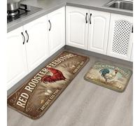 Tappetini da cucina per pavimento, stile rustico, vintage, morbidi, imbottiti, comodi, lavabili, per lavelli da cucina, lavanderia, bagno, 2 pezzi