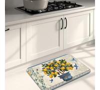 Tappetini da cucina per pavimento, stile vintage mediterraneo, morbidi tappetini imbottiti a molla, comodi, lavabili, antiscivolo, per lavelli da cucina, lavanderia e bagno, 50 x 79 cm