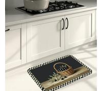 Tappetini da cucina per pavimento, stile vintage, rustico, a scacchi, morbidi, imbottiti, comodi, lavabili, per cucina, lavanderia, bagno, 50 x 79 cm