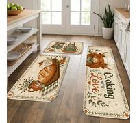 Tappetini da cucina rustici per pavimento, design vintage con pane e amore, morbidi tappetini imbottiti, comodi e lavabili, per lavelli da cucina e bagno, 3 pezzi