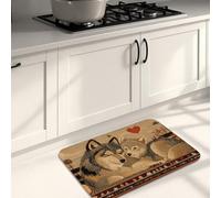 Tappetini da cucina rustici per pavimento, motivo con lupi accoglienti, morbidi, imbottiti, confortevoli, lavabili, antiscivolo, decorativi, per lavelli da cucina, lavanderia e bagno, 50 x 78 cm