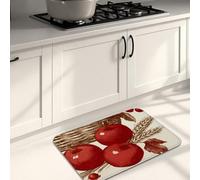 Tappetini da cucina rustici per pavimento, motivo mele rosse, vintage, morbidi, imbottiti, confortevoli, lavabili, antiscivolo, per lavelli da cucina, lavanderia, bagno, 40,6 x 61 cm