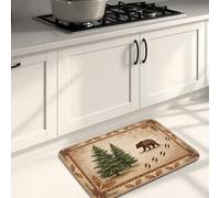 Tappetini da cucina rustici per pavimento, orso e albero di pino, antiscivolo, comodi, lavelli, lavanderia, bagno, 50 x 78 cm