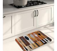 Tappetini da cucina rustici per pavimento, posate, vintage, retrò, morbidi, imbottiti, confortevoli, lavabili, antiscivolo, per lavelli da cucina, lavanderia e bagno, 40,6 x 61 cm
