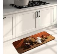 Tappetini da cucina rustici vintage per pavimenti, botti di legno e mattoni, design morbido, imbottito, lavabile, decorazione per lavelli da cucina, lavanderia, 40,6 x 119,6 cm