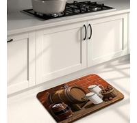 Tappetini da cucina rustici vintage per pavimenti, botti di legno e mattoni, design morbido, imbottito, lavabile, decorazione per lavelli da cucina, lavanderia, 50 x 78 cm