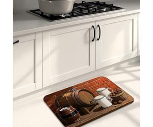 Tappetini da cucina rustici vintage per pavimenti, botti di legno e mattoni, design morbido, imbottito, lavabile, decorazione per lavelli da cucina, lavanderia, 50 x 78 cm