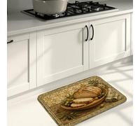 Tappetini da cucina rustici vintage per pavimento, design con pane e olive, morbidi tappetini autunnali, imbottiti, comodi, lavabili, decorativi, per lavelli da cucina, lavanderia e bagno, 50 x 78 cm