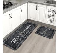 Tappetini da cucina rustici vintage per pavimento, tappetini morbidi per menu caffè, caffè, caffè, caffè, cuscini, comodi, lavabili, decorativi, per lavelli da cucina, lavanderia e bagno, 2 pezzi
