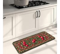 Tappetini da cucina tradizionali per pavimento, motivo floreale rosso vintage, morbidi, imbottiti, comodi, lavabili, antiscivolo, per zona cottura, lavandino, bagno, 40,6 x 119,6 cm