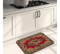 Tappetini da cucina tradizionali per pavimento, motivo floreale rosso vintage, morbidi, imbottiti, comodi, lavabili, antiscivolo, per zona cottura, lavandino, bagno, 40,6 x 61 cm