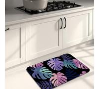 Tappetini da cucina tropicali per pavimento, con foglie nere, moderni, morbidi, imbottiti, confortevoli, lavabili, antiscivolo, per cucina, lavanderia, bagno, 50 x 78 cm