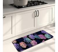 Tappetini da cucina tropicali per pavimento, con foglie nere, moderni, morbidi, imbottiti, confortevoli, lavabili, antiscivolo, per cucina, lavanderia, bagno, 40 x 119 cm